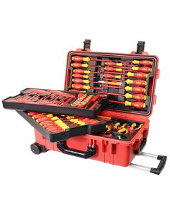 WIH32800 image(0) - Insul. 80 Piece Tool Set w/ Screwdrivers, Nut Drivers, Pliers, Cutters, Ruler, Knife, Sockets in 22" L x 13 3/4" W x 9" H Rolling Tool Case