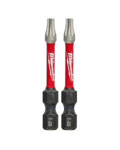 MLW48-32-4984 image(0) - Milwaukee Tool SHOCKWAVE 2" Impact Torx T20 Power Bits (2PK)