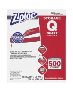 500 Qty 1 Pack 500 Piece, 1 Quart Capacity, 8" Long x 7" Wide, Ziploc Storage Bag