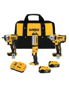 DWTDCK302P2 image(0) - DEWALT 20v MAX 3 TOOL IMPACT WRENCH AND LIGHT KIT