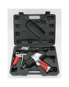 MILEX0303KIT image(0) - 3-PC PROFESSIONAL AIR TOOL KIT - (IMP WRENCH, AIR RATCHET, AND HIGH-FLOW BLOW GUN)