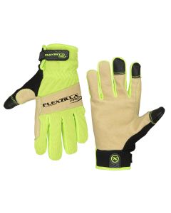 LEGGH460PL image(0) - Flexzilla® Pro High Dexterity Water-Resistant Hybrid Grain Leather Gloves, Natural/Black/ZillaGreen™, L