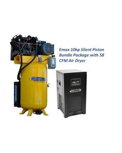 EMXESP10V080V1PK image(0) - EMAX Silent Industrial Plus 10 HP 1-Phase 80 gal. Vertical Compressor with 58 CFM Dryer Bundle-With Pressure Lube Pump