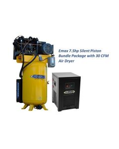 EMXESP07V080V3PK image(0) - EMAX Silent Industrial Plus 7.5 HP 3 Phase 2-Stage 80 gal.  Compressor with 30 CFM Dryer Bundle-With Pressure Lube Pump