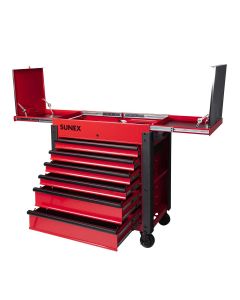 SUN8035XTFD image(0) - 6-Drawer Slide Top Service Cart, Red