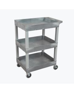 LUXSEC111HD-G image(0) - 24 x 18 Plastic Three Shelf Utility Cart