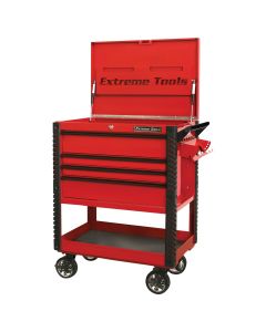 33" 4-Drawer Deluxe Tool Cart w/Bumpers, Red w/Bla