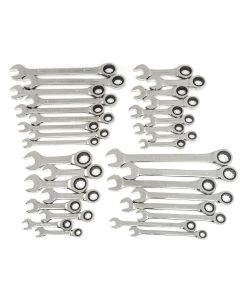 34 Pc. 12 Point Standard & Stubby Ratcheting Combination SAE/Metric Wrench Set