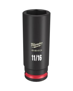 MLW49-66-6124 image(0) - Milwaukee Tool SHOCKWAVE Impact Duty  3/8"Drive 11/16" Deep 6 Point Socket