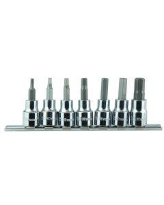 KTI22970 image(0) - K Tool International SOC HEX BIT SET 3/8" DR 7 PC. SAE