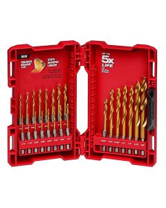 MLW48-89-4631 image(0) - Milwaukee Tool SHOCKWAVE RED HELIX Titanium Drill Bit Set - 23 PC