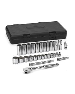 KDT80568 image(0) - 30 PC 3/8" DR 12 PT SAE STD & DEEP SOCKET SET