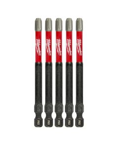 MLW48-32-4566 image(0) - Milwaukee Tool #3 Phillips SHOCKWAVE Impact 3-1/2" Power Bits (5 pk)